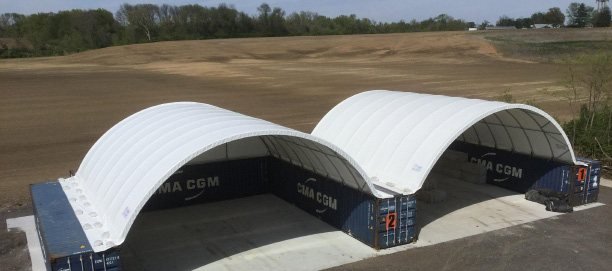 Multi-canopy container yard installed in New Mexico