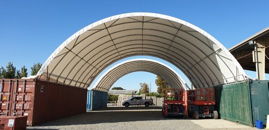 Single truss steel container canopy built by J&S