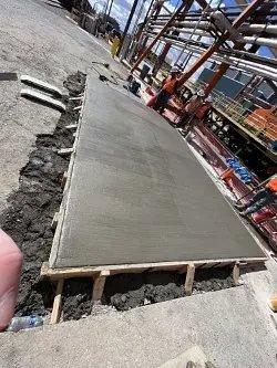 Finished stamped concrete flatwork poured by J&S